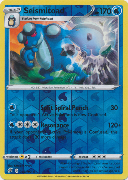 Seismitoad - 046/192 - Rare - Reverse Holo available at 401 Games Canada