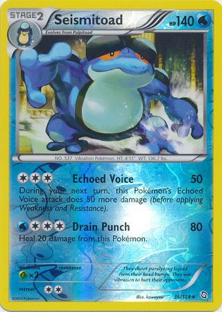 Seismitoad - 36/124 - Rare - Reverse Holo available at 401 Games Canada