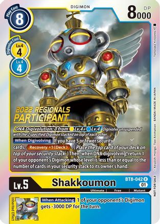 Shakkoumon (2022 Regionals Participant) - BT8-042 - Rare available at 401 Games Canada