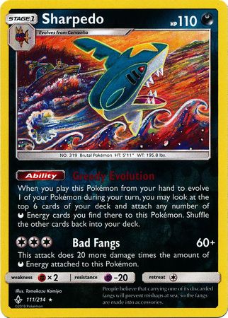 Sharpedo - 111/214 - Rare - Reverse Holo available at 401 Games Canada