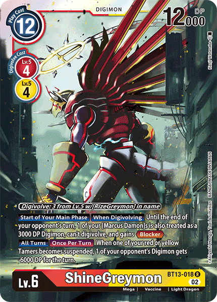 ShineGreymon - BT13-018 - Rare available at 401 Games Canada