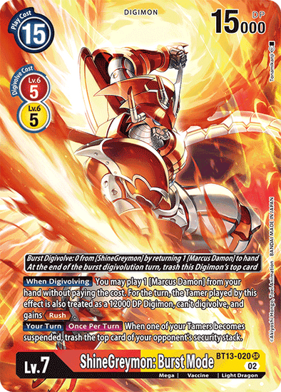 ShineGreymon: Burst Mode (Alternate Art) - BT13-020 - Super Rare available at 401 Games Canada