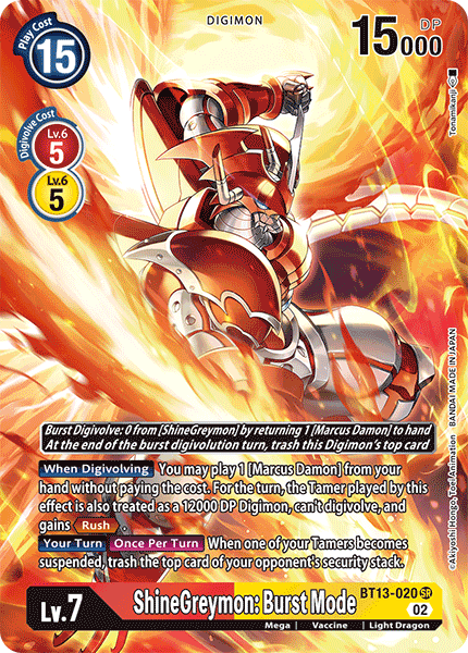 ShineGreymon: Burst Mode (Alternate Art) - BT13-020 - Super Rare available at 401 Games Canada