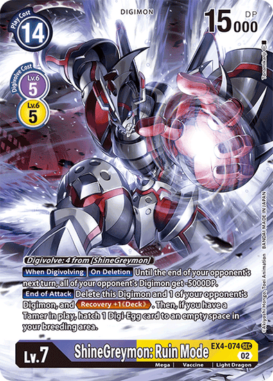 ShineGreymon: Ruin Mode (Alternate Art) - EX4-074 - Secret Rare available at 401 Games Canada