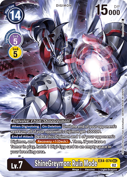 ShineGreymon: Ruin Mode (Alternate Art) - EX4-074 - Secret Rare available at 401 Games Canada