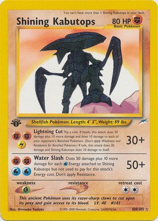 Shining Kabutops - 108/105 - Shining Holo - 1st Edition available at 401 Games Canada