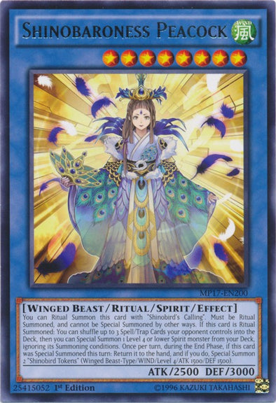 Shinobaroness Peacock - MP17-EN200 - Rare - 1st Edition available at 401 Games Canada