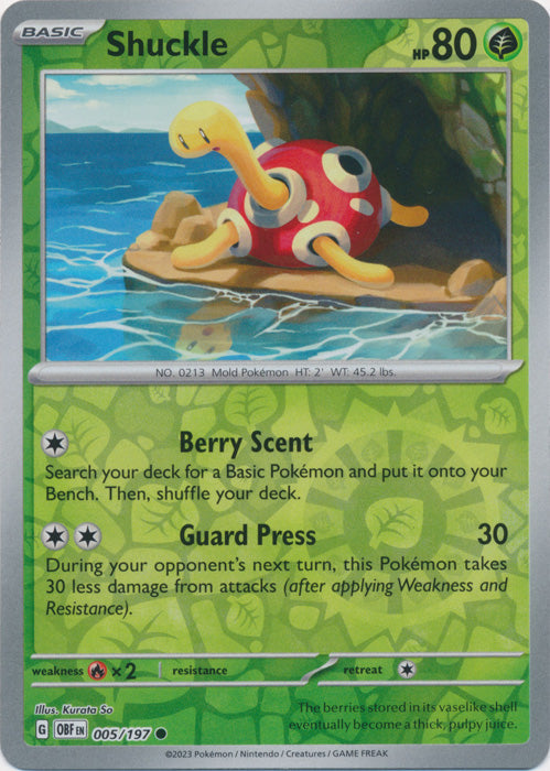 Shuckle - 005/197 - Common - Reverse Holo available at 401 Games Canada