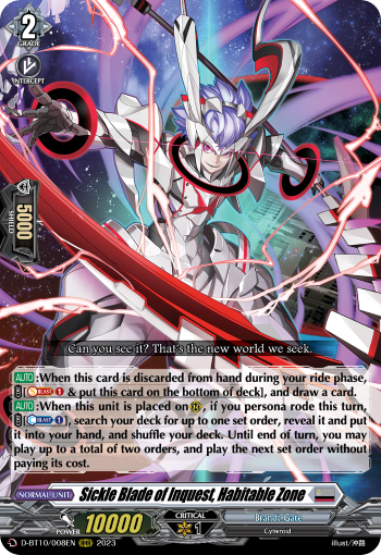 Sickle Blade of Inquest, Habitable Zone - D-BT10/008 - Triple Rare available at 401 Games Canada