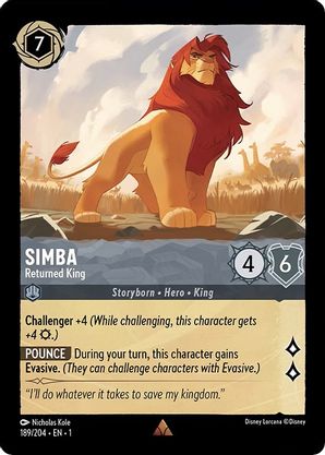 Simba (Returned King) - 189/204 - Rare available at 401 Games Canada