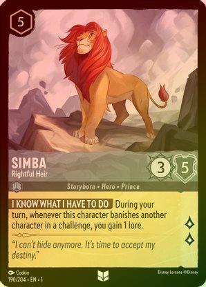 Simba (Rightful Heir) - 190/204 - Uncommon (Foil) available at 401 Games Canada