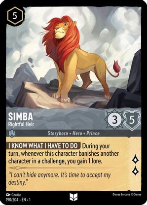 Simba (Rightful Heir) - 190/204 - Uncommon available at 401 Games Canada