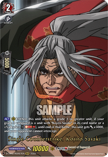 Single Counterstrike, Kojiro Sasaki - D-TB02/RGR27 - Ragnarok Rare available at 401 Games Canada