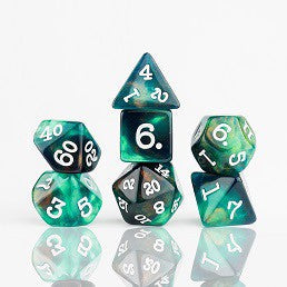 Sirius Dice - 7 Die Set - Opal Glaze - Seamoss available at 401 Games Canada