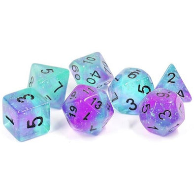 Sirius Dice - 7 Die Set - Peacock Glowworm available at 401 Games Canada