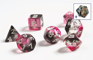 Sirius Dice - 7 Die Set - Pink, Clear, Black Resin available at 401 Games Canada