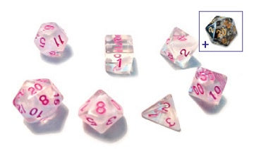 Sirius Dice - 7 Die Set - White Cloud with Pink Ink available at 401 Games Canada