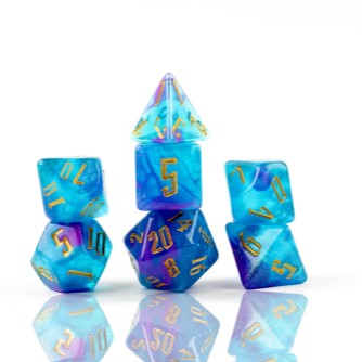 Sirius Dice - 7 Piece Set - Nebula Cerulean Blue/Purple available at 401 Games Canada