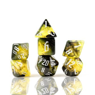 Sirius Dice - 7 Piece Set - Nebula Poison Black/Yellow available at 401 Games Canada