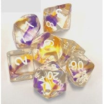 Sirius Dice - 7 Piece Set - Nebula Swirl Yellow/Purple available at 401 Games Canada