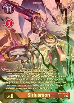 Siriusmon (Textured Alternate Art) - RB1-010 - Super Rare (Foil) available at 401 Games Canada