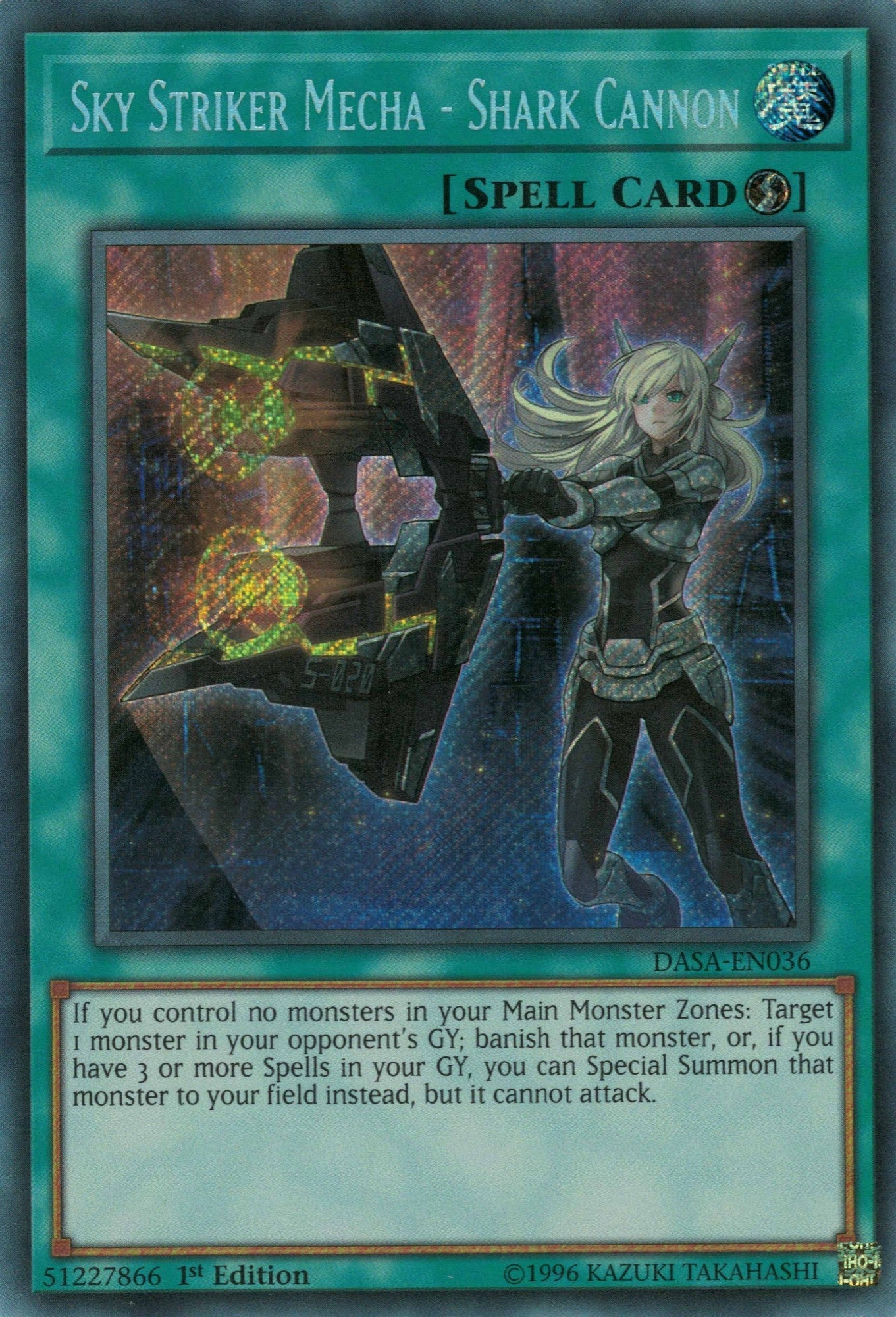 401 Games Canada - Sky Striker Mecha - Shark Cannon - DASA-EN036 - Secret Rare - 1st Edition 401 Games Canada - Sky Striker Mecha - Shark Cannon - DASA-EN036 - Secret Rare - 1st Edition