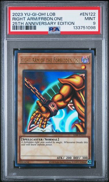 Right Arm of the Forbidden One (122) - 25th Anniversary 2023 LOB - Ultra Rare - Mint 9