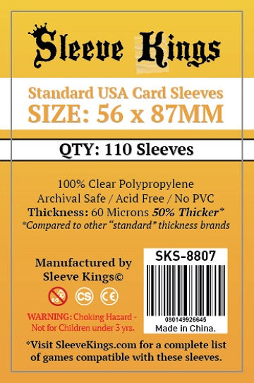 Sleeve Kings - 110ct Standard American 56mm x 87mm Sleeve available at 401 Games Canada