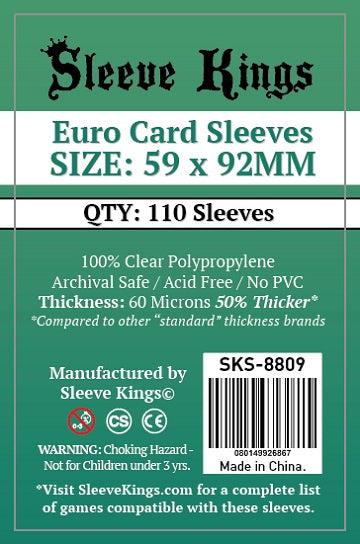 Sleeve Kings - 110ct Standard European 59mm x 92mm Sleeves available at 401 Games Canada