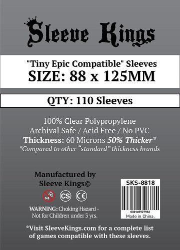 Sleeve Kings - 110ct Tiny Epic 88mm x 125mm Sleeve available at 401 Games Canada