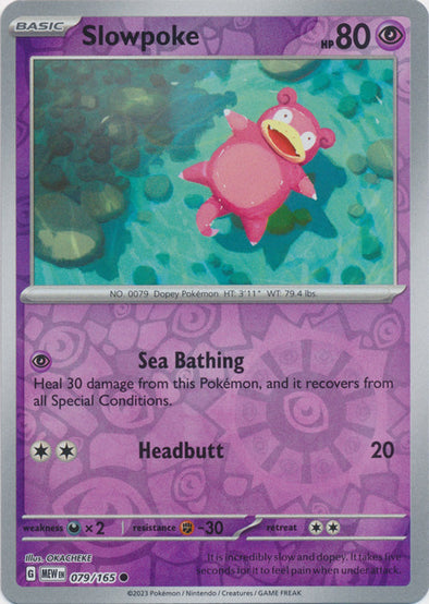 Slowpoke - 079/165 - Common - Reverse Holo available at 401 Games Canada