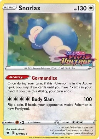 Snorlax - 131/185 - Holo Promo (Vivid Voltage Stamped) available at 401 Games Canada