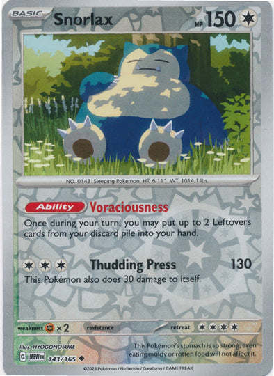 Snorlax - 143/165 - Uncommon - Reverse Holo available at 401 Games Canada