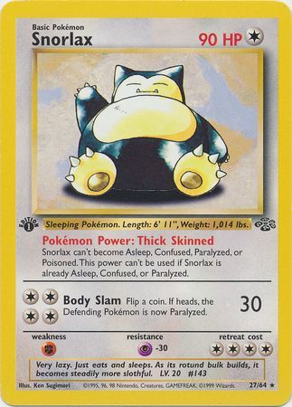 Snorlax - 27/64 - Rare - 1st Edition available at 401 Games Canada