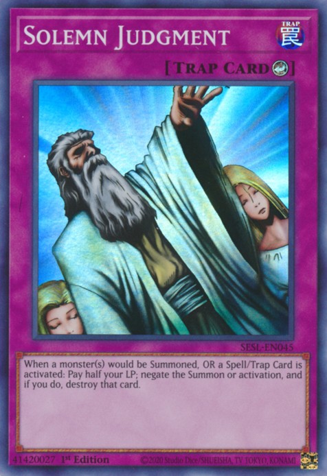 Solemn Judgment - SESL-EN045 - Super Rare - 1st Edition available at 401 Games Canada