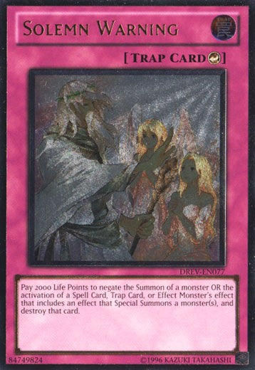 Solemn Warning - DREV-EN077 - Ultimate Rare - Unlimited available at 401 Games Canada