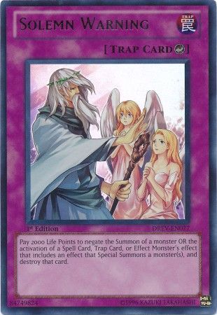 Solemn Warning - DREV-EN077 - Ultra Rare - 1st Edition available at 401 Games Canada