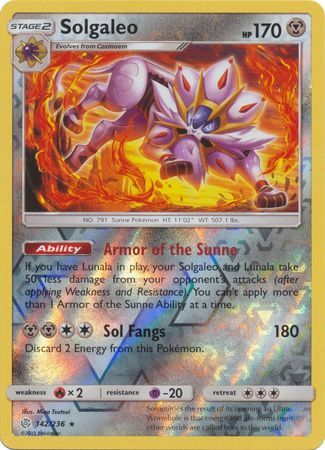 Solgaleo - 142/236 - Holo Rare - Reverse Holo available at 401 Games Canada