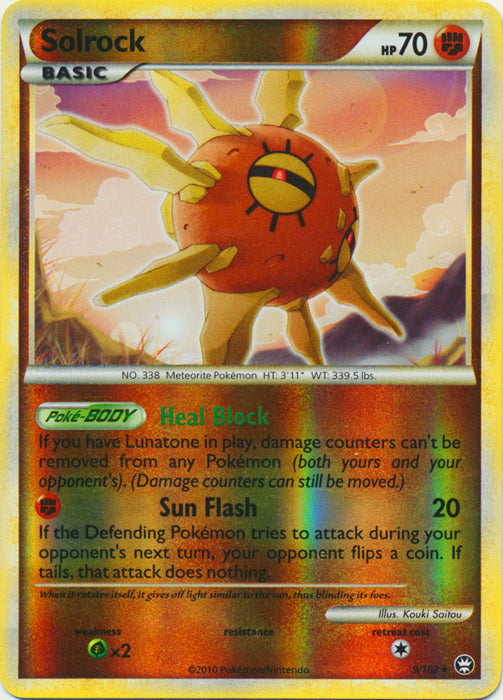 Solrock - 9/102 - Holo Rare - Reverse Holo available at 401 Games Canada