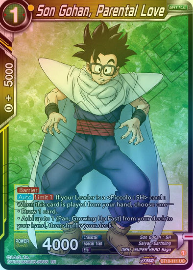 Son Gohan, Parental Love - BT18-111 - Uncommon (Foil) available at 401 Games Canada