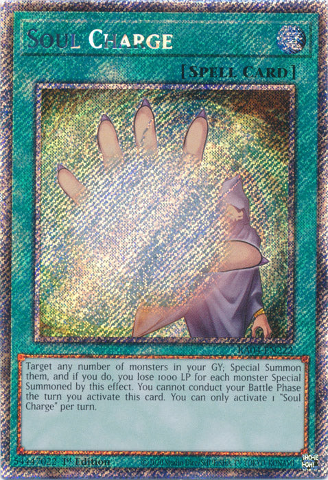 Soul Charge (Platinum Secret Rare) - RA04-EN222 - Platinum Secret Rare - 1st Edition