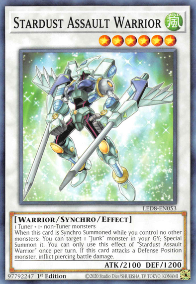 Stardust Assault Warrior - LED8-EN053 - Common - 1st Edition available at 401 Games Canada