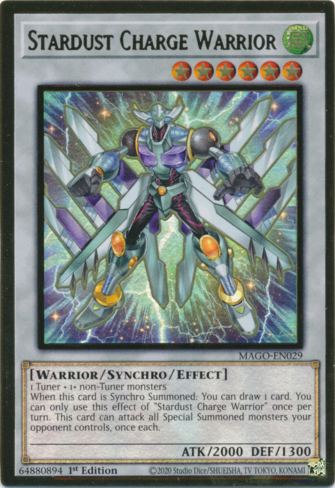 Stardust Charge Warrior - MAGO-EN029 - Premium Gold Rare - 1st Edition available at 401 Games Canada