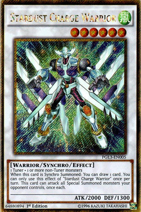 Stardust Charge Warrior - PGL3-EN005 - Gold Secret Rare - 1st Edition available at 401 Games Canada