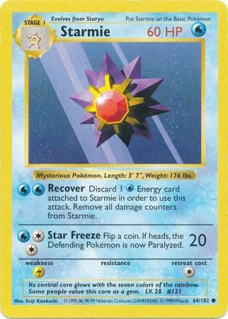 Starmie - 64/102 - Common - Shadowless available at 401 Games Canada