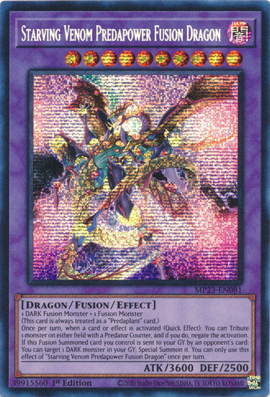 Starving Venom Predapower Fusion Dragon - MP23-EN081 - Prismatic Secret Rare - 1st Edition available at 401 Games Canada