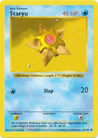 Staryu - 65/102 - Common - Shadowless available at 401 Games Canada