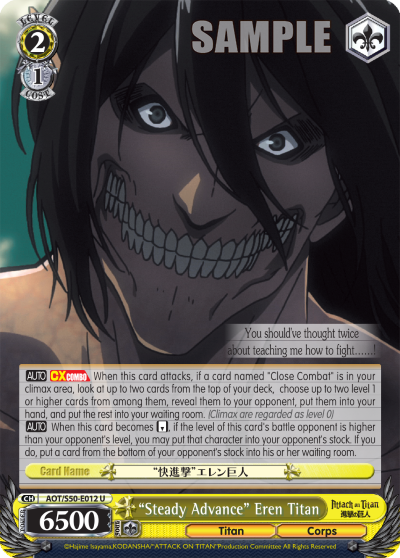 "Steady Advance" Eren Titan - AOT/S50-E012 - Uncommon available at 401 Games Canada