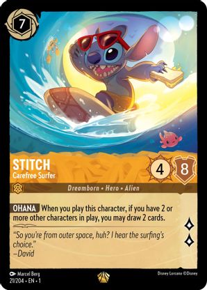 Stitch (Carefree Surfer) - 21/204 - Legendary available at 401 Games Canada