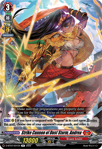 Strike Cannon of Dust Storm, Andrea - D-BT07/031 - Rare available at 401 Games Canada